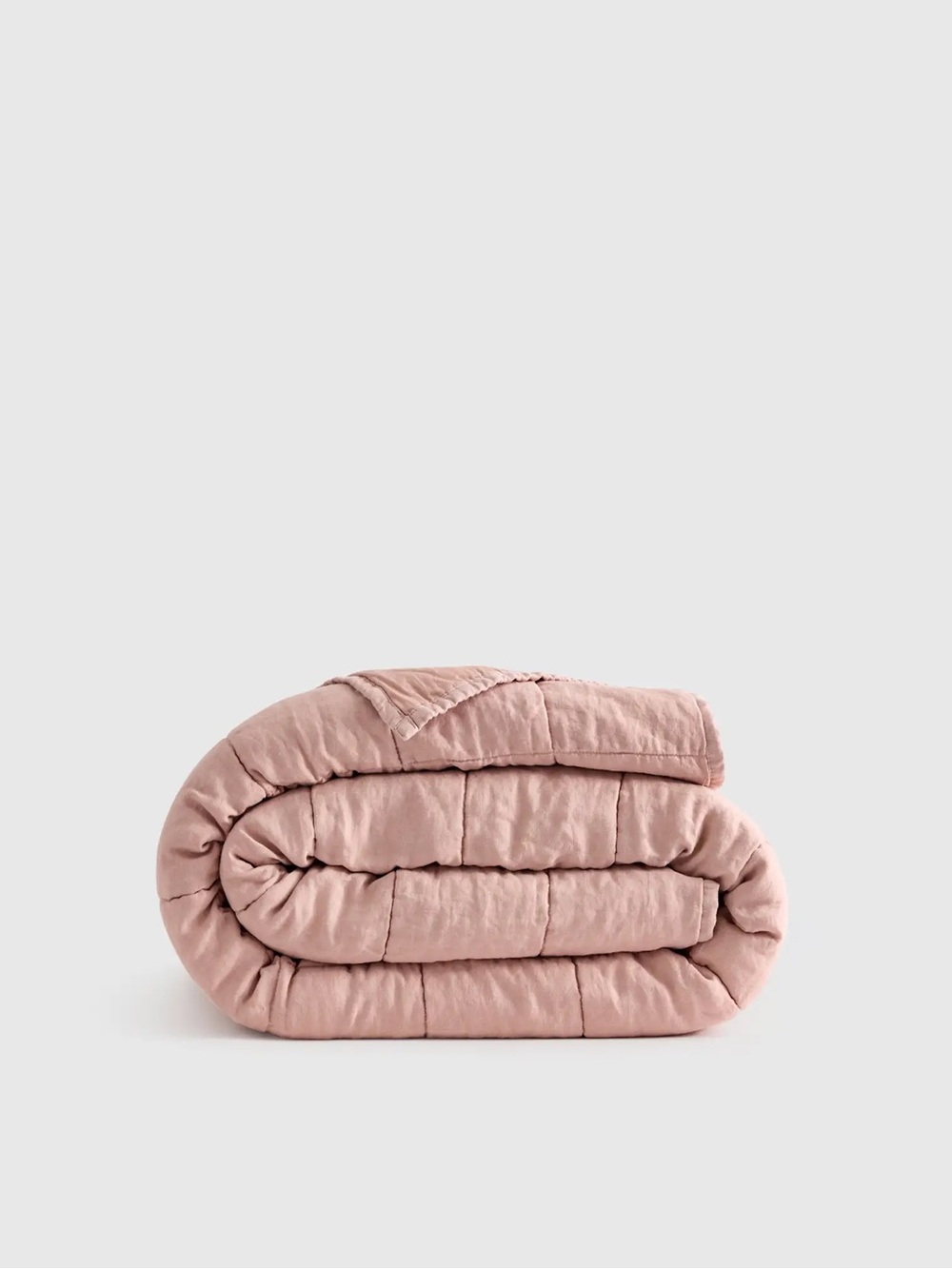 Quince Lightweight European Linen Box Quilt Full/Queen Dusty Mauve